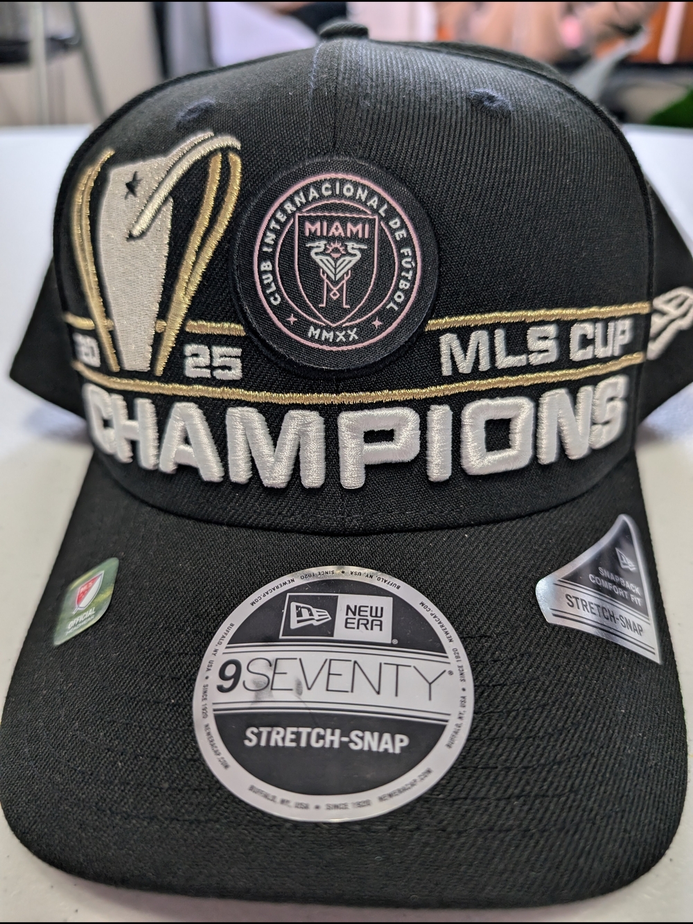 New Era Black Miami Champions MLS Cup Embroidered 9FIFTY Stretch-Snap Hat